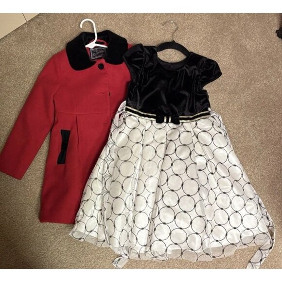 Vintage Tailored Rothschild 5 girls red wool coat And Coord Dress Size 4 - Picture 1 of 8